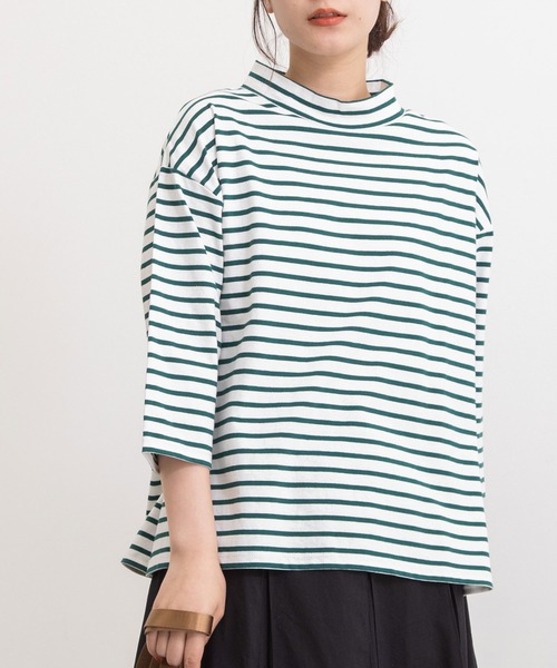 POU DOU DOU(プードゥドゥ)の「クラシックパターンボトルネックTee(Tシャツ/カットソー・レディース・キナリ/ブラック/オレンジ/グリーン・3)」の21枚目の写真