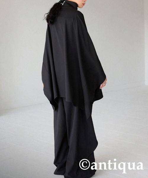 antiqua（アンティカ）の「モード感高まる！オーバーサイズポンチョ（ポンチョ・レディース・ブラック/杢グレー・FREE）」の7枚目の写真