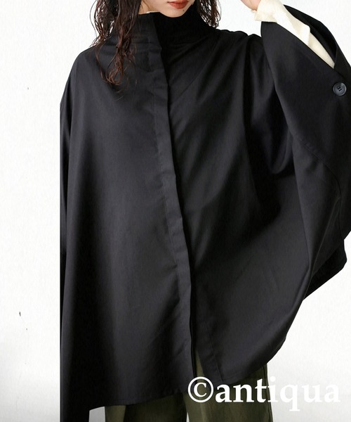 antiqua（アンティカ）の「モード感高まる！オーバーサイズポンチョ（ポンチョ・レディース・ブラック/杢グレー・FREE）」の10枚目の写真