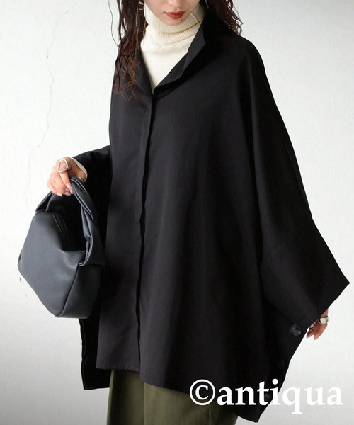 antiqua（アンティカ）の「モード感高まる！オーバーサイズポンチョ（ポンチョ・レディース・ブラック/杢グレー・FREE）」の11枚目の写真