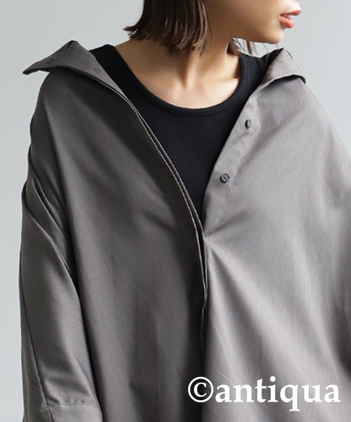 antiqua（アンティカ）の「モード感高まる！オーバーサイズポンチョ（ポンチョ・レディース・ブラック/杢グレー・FREE）」の15枚目の写真