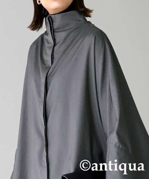 antiqua（アンティカ）の「モード感高まる！オーバーサイズポンチョ（ポンチョ・レディース・ブラック/杢グレー・FREE）」の16枚目の写真