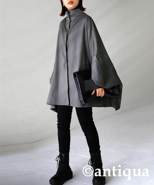 antiqua（アンティカ）の「モード感高まる！オーバーサイズポンチョ（ポンチョ・レディース・ブラック/杢グレー・FREE）」の17枚目の写真