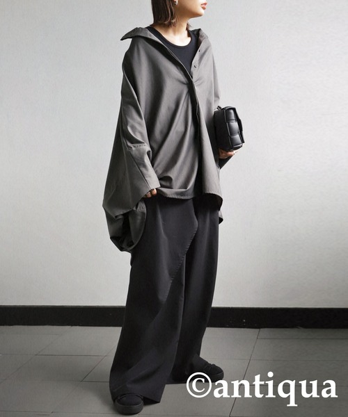 antiqua（アンティカ）の「モード感高まる！オーバーサイズポンチョ（ポンチョ・レディース・ブラック/杢グレー・FREE）」の21枚目の写真