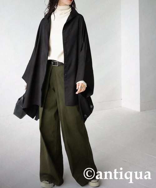 antiqua（アンティカ）の「モード感高まる！オーバーサイズポンチョ（ポンチョ・レディース・ブラック/杢グレー・FREE）」の12枚目の写真