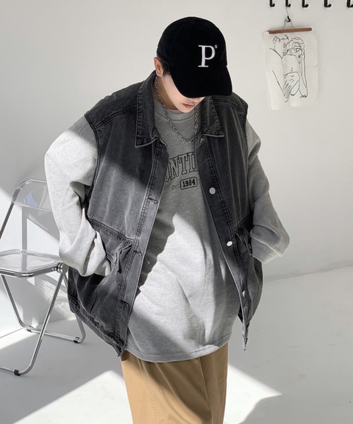 MGV(エムジーヴィー)の「ビッグシルエットデニムベスト(ベスト・メンズ・ブラック/ブルー・LARGE/X-LARGE/MEDIUM)」の2枚目の写真