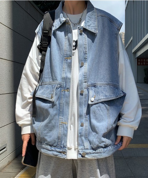 MGV(エムジーヴィー)の「ビッグシルエットデニムベスト(ベスト・メンズ・ブラック/ブルー・LARGE/X-LARGE/MEDIUM)」の16枚目の写真