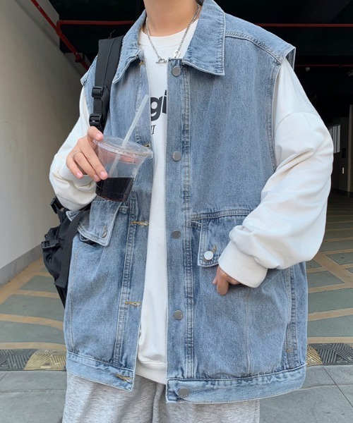MGV(エムジーヴィー)の「ビッグシルエットデニムベスト(ベスト・メンズ・ブラック/ブルー・LARGE/X-LARGE/MEDIUM)」の5枚目の写真