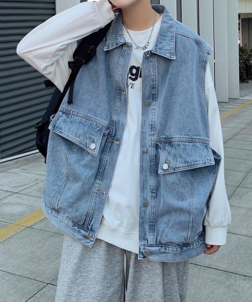 MGV(エムジーヴィー)の「ビッグシルエットデニムベスト(ベスト・メンズ・ブラック/ブルー・LARGE/X-LARGE/MEDIUM)」の11枚目の写真
