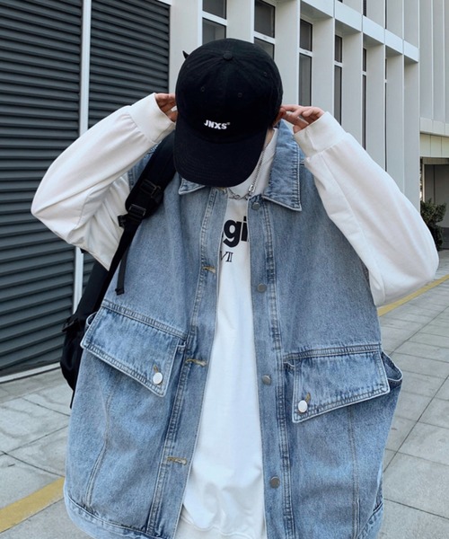 MGV(エムジーヴィー)の「ビッグシルエットデニムベスト(ベスト・メンズ・ブラック/ブルー・LARGE/X-LARGE/MEDIUM)」の9枚目の写真