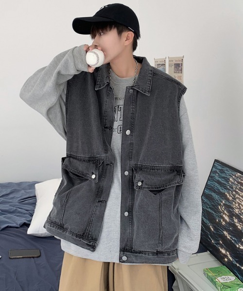 MGV(エムジーヴィー)の「ビッグシルエットデニムベスト(ベスト・メンズ・ブラック/ブルー・LARGE/X-LARGE/MEDIUM)」の17枚目の写真