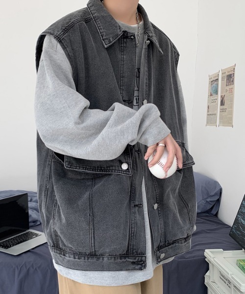 MGV(エムジーヴィー)の「ビッグシルエットデニムベスト(ベスト・メンズ・ブラック/ブルー・LARGE/X-LARGE/MEDIUM)」の4枚目の写真
