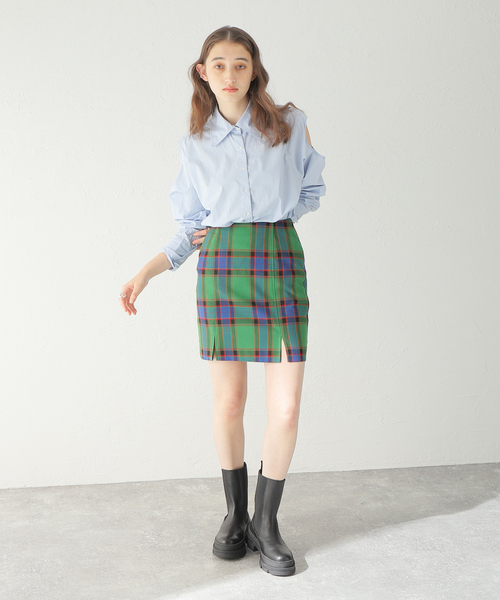 Oriens JOURNAL STANDARD（オリエンス ジャーナルスタンダード）の「【"GOOD GIRL” / グッドガール】Check Mini Skirt / チェックミニスカート（スカート・レディース・ライトグリーン/ボルドー・SMALL/MEDIUM）」の21枚目の写真