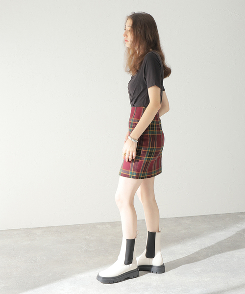 Oriens JOURNAL STANDARD（オリエンス ジャーナルスタンダード）の「【"GOOD GIRL” / グッドガール】Check Mini Skirt / チェックミニスカート（スカート・レディース・ライトグリーン/ボルドー・SMALL/MEDIUM）」の6枚目の写真