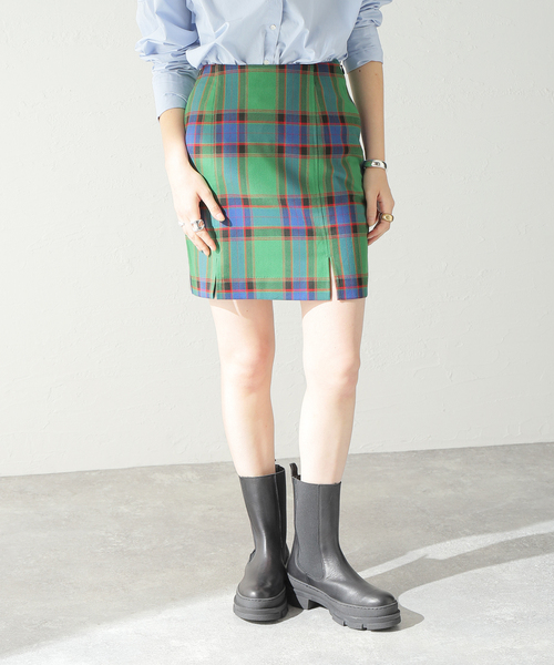 Oriens JOURNAL STANDARD（オリエンス ジャーナルスタンダード）の「【"GOOD GIRL” / グッドガール】Check Mini Skirt / チェックミニスカート（スカート・レディース・ライトグリーン/ボルドー・SMALL/MEDIUM）」の5枚目の写真