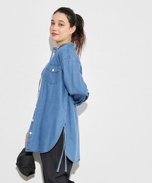 【WOMEN】ダンガリーバンドカラーシャツ