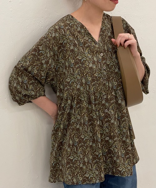 BEARDSLEY(ビアズリー)の「ギャザーブラウス:シーズンレスアイテム(シャツ/ブラウス・レディース・ブラック/カーキ・FREE)」の15枚目の写真