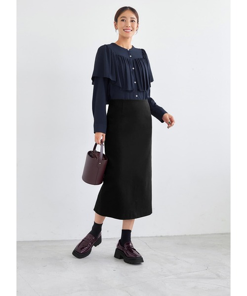 STYLE DELI(スタイルデリ)の「【LUXE】フリルドレープブラウス(シャツ/ブラウス・レディース・ナチュラル/グリーン系/ネイビー・FREE)」の13枚目の写真