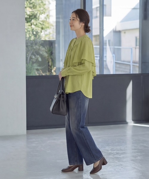 STYLE DELI(スタイルデリ)の「【LUXE】フリルドレープブラウス(シャツ/ブラウス・レディース・ナチュラル/グリーン系/ネイビー・FREE)」の20枚目の写真