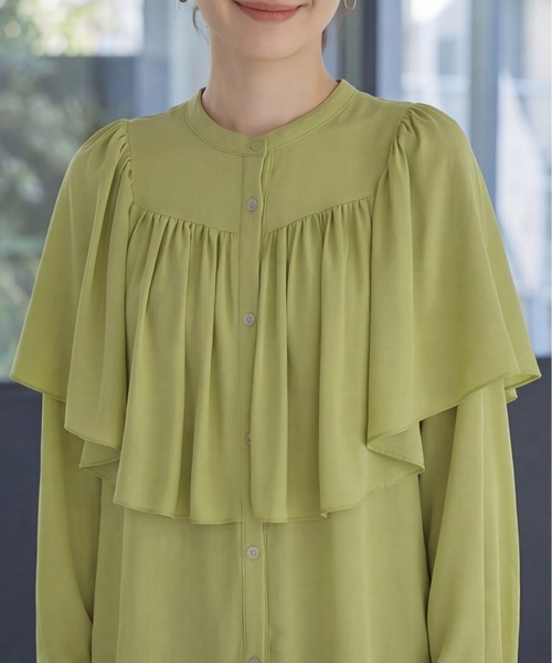 STYLE DELI(スタイルデリ)の「【LUXE】フリルドレープブラウス(シャツ/ブラウス・レディース・ナチュラル/グリーン系/ネイビー・FREE)」の19枚目の写真