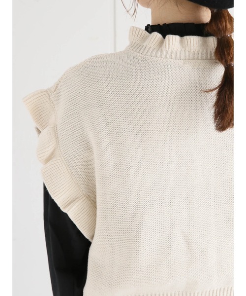 ehka sopo(エヘカソポ)の「フリルニットベスト(ベスト・レディース・ブラウン/グリーン/キナリ・フリ-)」の10枚目の写真