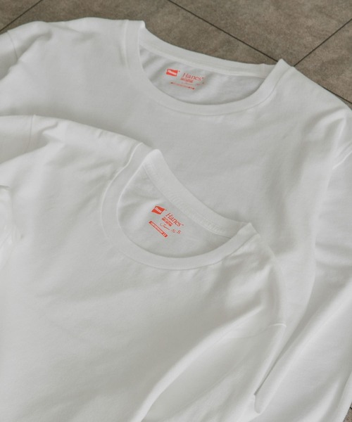 HANES（ヘインズ）の「『別注』Hanes×DOORS　2P Japan Fit LONG-SLEEVE T-SHIRTS（Tシャツ/カットソー・メンズ・ホワイト・MEDIUM/LARGE/X-LARGE）」の5枚目の写真