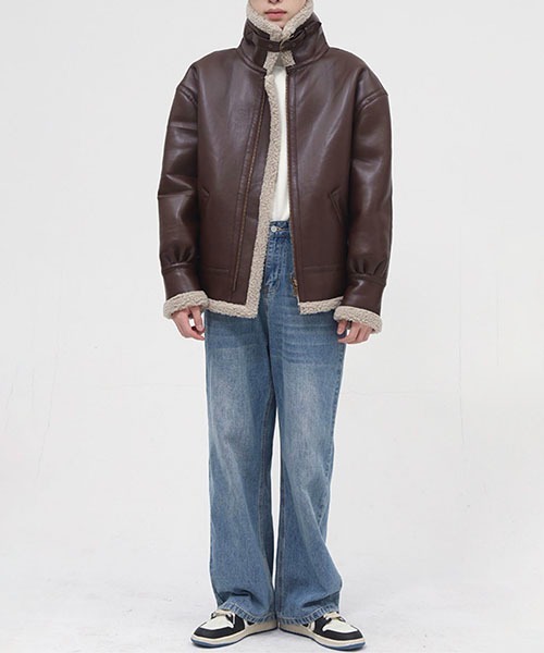 WESTBOY(ウエストボーイ)の「シンセティックレザームートン B-3ジャケット WO22W2HOT02【WB ORIGINALS】(その他アウター・メンズ・ブラウン/ブラック・M/XL/L)」の9枚目の写真