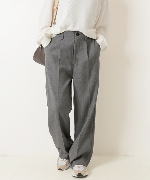 Spick & Span(スピックアンドスパン)の「ハイブリッドダブルクロスワンタックパンツ(その他パンツ・レディース・ブラック/グレー/キャメル・36/38)」の2枚目の写真