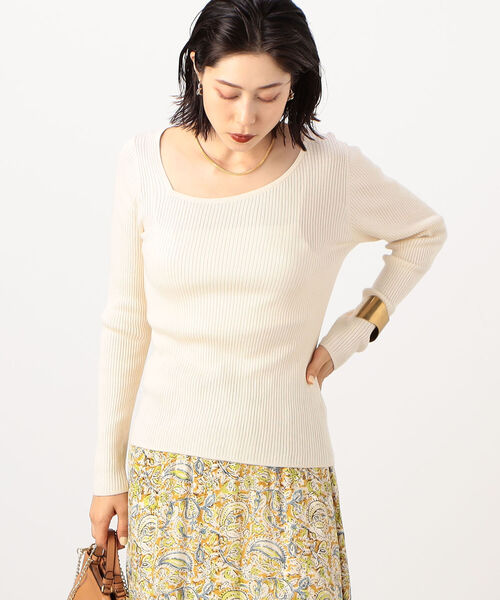 Rie Miller(リエミラー)の「《手洗い可能》ルナセルワイドリブアシメトリーネックプルオーバーニット(ニット/セーター・レディース・チャコールグレー/ピンク/グリーン/キナリ・38)」の1枚目の写真