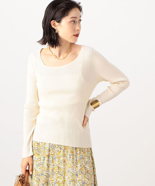 Rie Miller(リエミラー)の「《手洗い可能》ルナセルワイドリブアシメトリーネックプルオーバーニット(ニット/セーター・レディース・チャコールグレー/ピンク/グリーン/キナリ・38)」の7枚目の写真