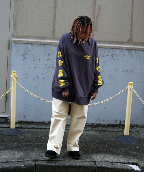 AVIREX（アヴィレックス）の「≪WEB&DEPOT限定≫SWEAT SLEEVE PRINT PULLOVER/ スウェットスリーブプリントプルオーバー（スウェット・レディース・ホワイト/チャコールグレー・FREE）」の6枚目の写真