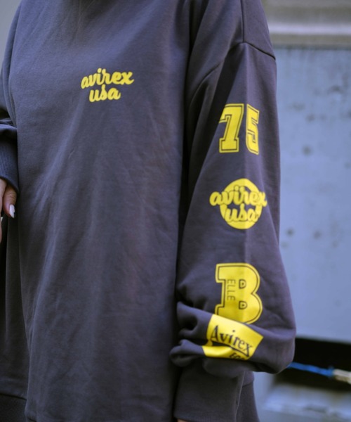 AVIREX（アヴィレックス）の「≪WEB&DEPOT限定≫SWEAT SLEEVE PRINT PULLOVER/ スウェットスリーブプリントプルオーバー（スウェット・レディース・ホワイト/チャコールグレー・FREE）」の18枚目の写真