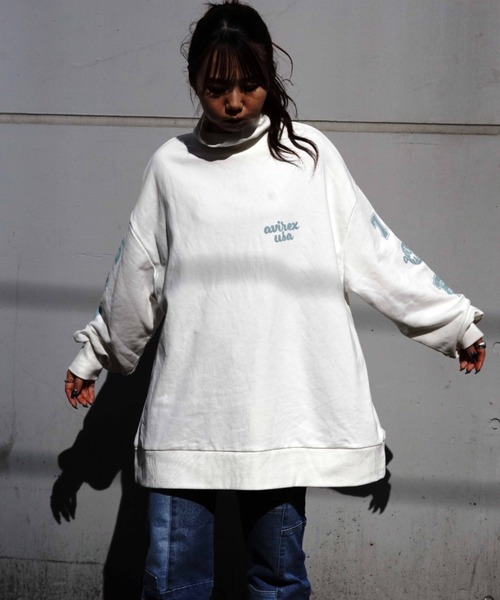 AVIREX（アヴィレックス）の「≪WEB&DEPOT限定≫SWEAT SLEEVE PRINT PULLOVER/ スウェットスリーブプリントプルオーバー（スウェット・レディース・ホワイト/チャコールグレー・FREE）」の8枚目の写真