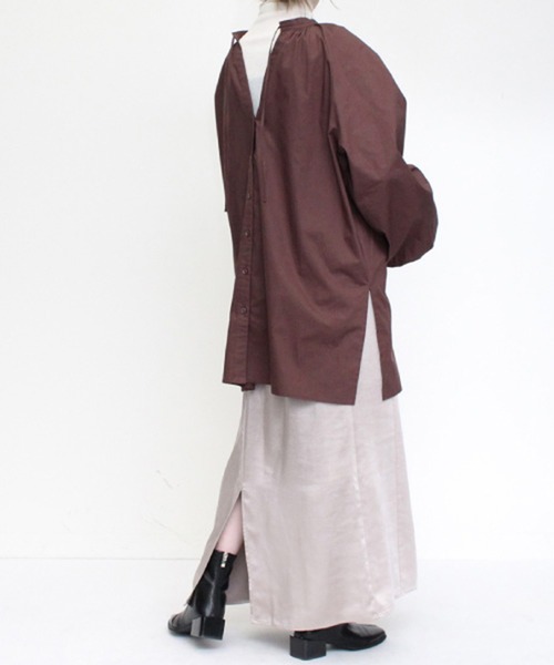 STYLEBLOCK（スタイルブロック）の「ブロード2WAYボリュームスリーブブラウス（シャツ/ブラウス・レディース・ベージュ/ブラウン/ブラック/アイボリー・M）」の10枚目の写真