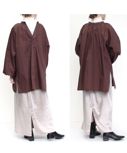 STYLEBLOCK（スタイルブロック）の「ブロード2WAYボリュームスリーブブラウス（シャツ/ブラウス・レディース・ベージュ/ブラウン/ブラック/アイボリー・M）」の8枚目の写真