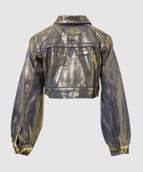 GANNI(ガニー)の「Gold Denim Cropped Trucker Jacket(デニムジャケット・レディース・ゴールド・34/38/36)」の2枚目の写真