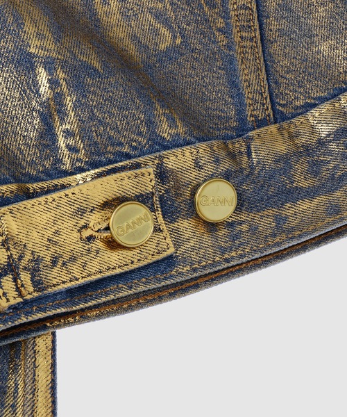 GANNI(ガニー)の「Gold Denim Cropped Trucker Jacket(デニムジャケット・レディース・ゴールド・34/38/36)」の4枚目の写真