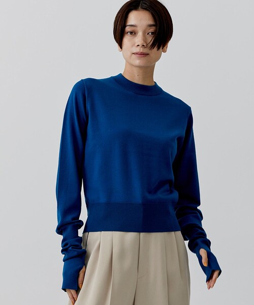 city（シティ）の「【CITY】ファインウールロングスリーブニット[洗える]（ニット/セーター・レディース・ブラック/オレンジ/ブルー・FREE）」の3枚目の写真