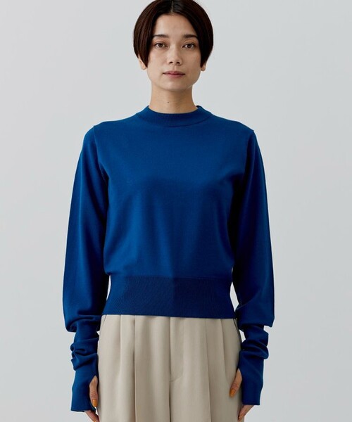 city（シティ）の「【CITY】ファインウールロングスリーブニット[洗える]（ニット/セーター・レディース・ブラック/オレンジ/ブルー・FREE）」の7枚目の写真