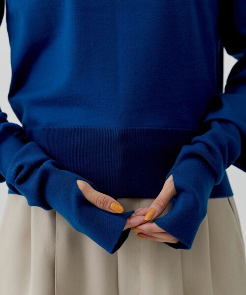 city（シティ）の「【CITY】ファインウールロングスリーブニット[洗える]（ニット/セーター・レディース・ブラック/オレンジ/ブルー・FREE）」の14枚目の写真