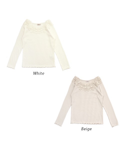 flower（フラワー）の「ブルーミングトップ（Tシャツ/カットソー・レディース・ベージュ/ホワイト・FREE）」の5枚目の写真