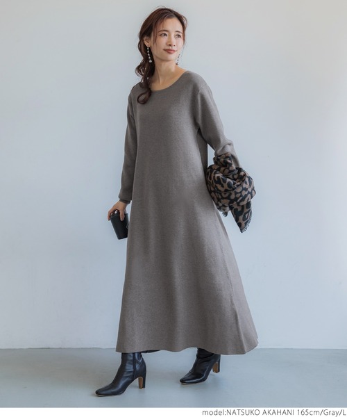 coca(coca)(コカ)の「ロング丈フレアニットワンピース(ワンピース・レディース・イエロー/ブラック/グレー・M/L)」の17枚目の写真