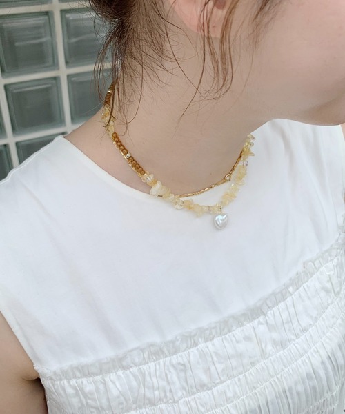 Casselini（キャセリーニ）の「Casselini(キャセリーニ)さざれチョーカー（ネックレス・レディース・ブラック/ブラウン/パープル/クリア・FREE）」の2枚目の写真