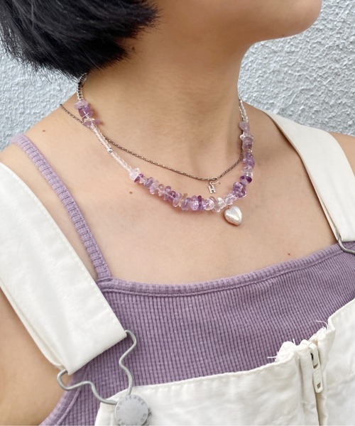 Casselini（キャセリーニ）の「Casselini(キャセリーニ)さざれチョーカー（ネックレス・レディース・ブラック/ブラウン/パープル/クリア・FREE）」の10枚目の写真