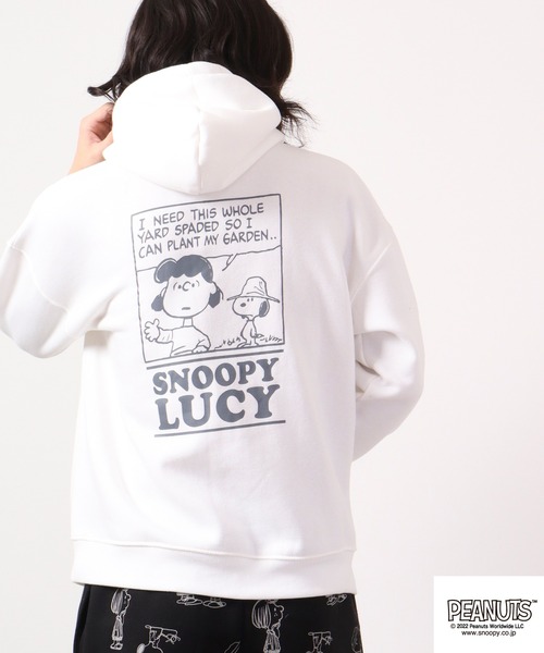 PEANUTS(ピーナッツ)の「PEANUTS スヌーピー 裏起毛スウェット パーカー(パーカー・レディース・ネイビー/オフホワイト/オレンジ・L/M/LL)」の14枚目の写真