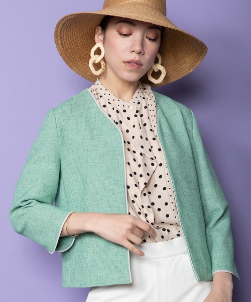 anni plus（アニープラス）の「ライトツイードノーカラージャケット  