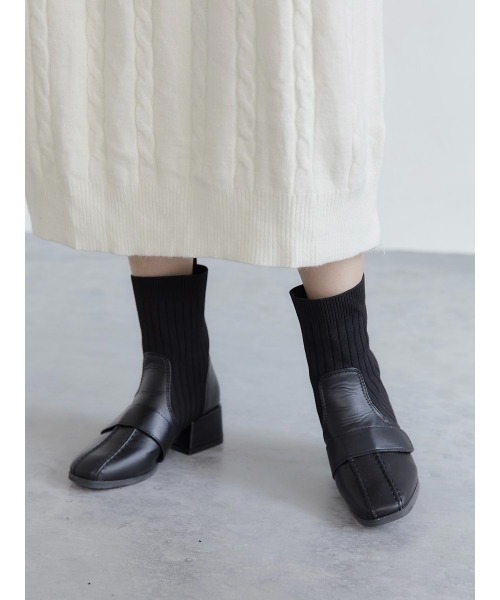 amel（エイメル）の「リブデザインショートブーツ（ブーツ・レディース・ブラック/ブラウン・22.5cm/23.0cm/23.5cm/24.0cm/24.5cm）」の12枚目の写真