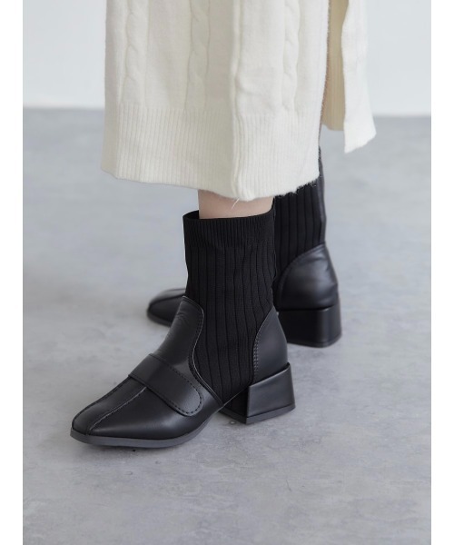 amel（エイメル）の「リブデザインショートブーツ（ブーツ・レディース・ブラック/ブラウン・22.5cm/23.0cm/23.5cm/24.0cm/24.5cm）」の8枚目の写真
