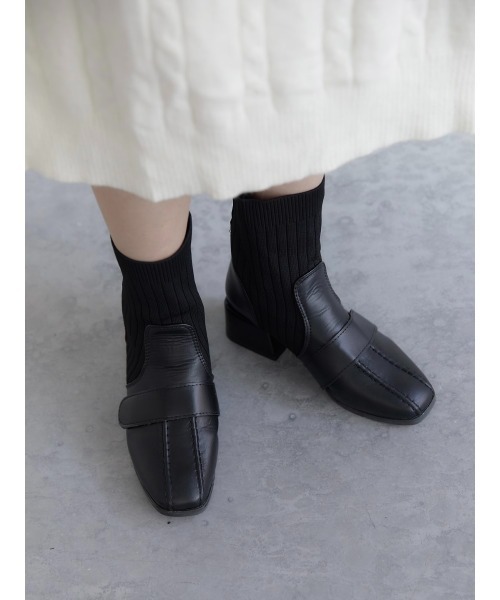 amel（エイメル）の「リブデザインショートブーツ（ブーツ・レディース・ブラック/ブラウン・22.5cm/23.0cm/23.5cm/24.0cm/24.5cm）」の6枚目の写真