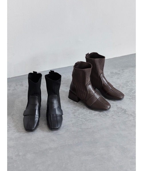 amel（エイメル）の「リブデザインショートブーツ（ブーツ・レディース・ブラック/ブラウン・22.5cm/23.0cm/23.5cm/24.0cm/24.5cm）」の11枚目の写真